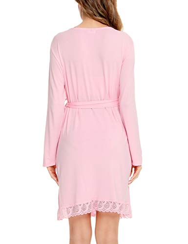 Image of SWOMOG Women's Maternity Nursing Robe Pregnancy Breastfeeding Bathrobes 3 in 1 Labor Delivery Nightgowns