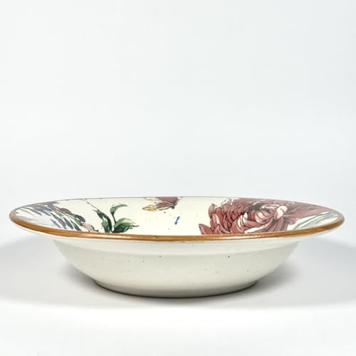 Image of SNS Botanical Bloom Decal Ceramic Serving Bowl | Premium Salad & Snacks Bowl | Semi-Matt Floral Dinnerware for Oats Pasta Fruits & Desserts | Tableware for Gifting (Guldaudi Canvas Pasta Bowl)