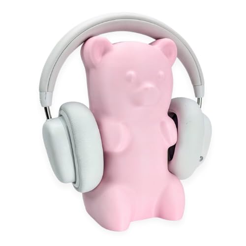 Gummy Bear Headphone Stand Hanger - Cute Headset Holder - Kawaii Desk Accessories - Compatible with Most Headphones (Pastel Pink) - Pastel Pink