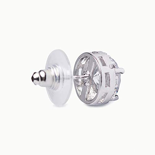 SWEETV Cubic Zirconia Stud Earrings, 8mm Round Cut, Rhinestone Hypoallergenic Earrings for Women & Girls 5