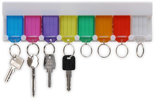 Schlüsselbrett mit 8 verschieden farbigen Anhängern - Inkl....