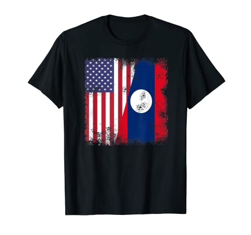 Bandera de Laos Media | Regalo vintage de Estados Unidos de Laos Camiseta