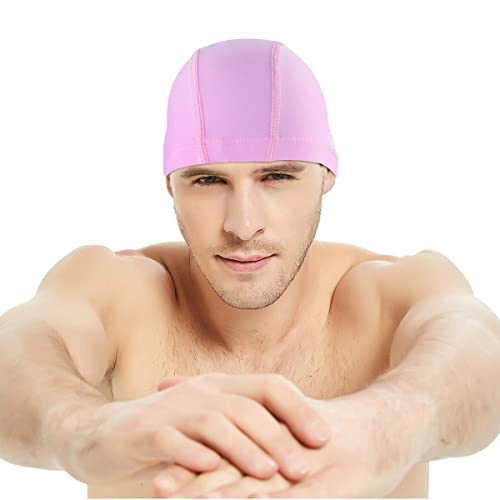 Firesara Fabric Swim Cap, High Elasticity Swimming Cap Keeps Hair Clean Breathable Fit Both Long Hair Short Hair, Swim Caps Woman Girls Men Kids One Size Hat #TOP6