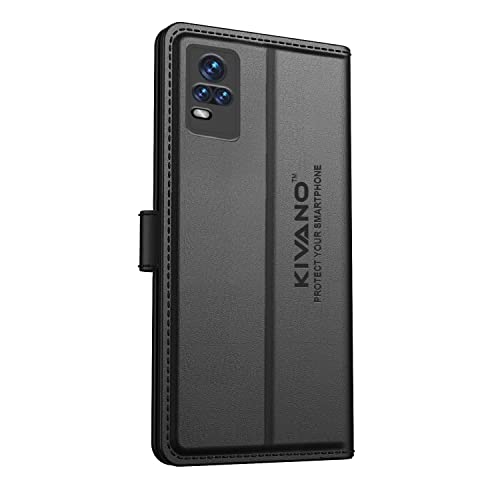 Image of KIVANO Compatible with Vivo Y73 Flip Cover | Leather Finish | Inside Pockets & Inbuilt Stand | Shockproof Wallet Style Magnetic Closure Back Cover Case