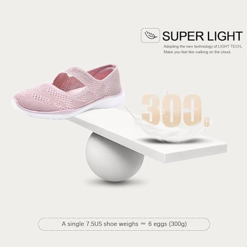 Image of HONHOLD Women's Casual Knit Mary Jane Flat Shoes with Arch Support
