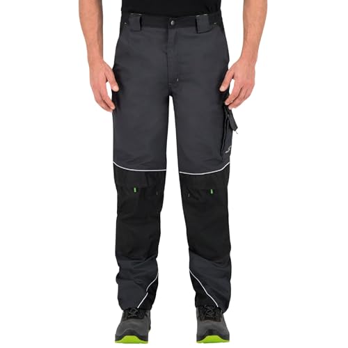 BWOLF Brave Arbeitshosen Männer Arbeitshose Herren Arbeitshose mit multifunktionalen Seitentaschen, Rückentaschen und Kniepolster-Taschen + verstärkt mit 600D Polyester (Grau, S)