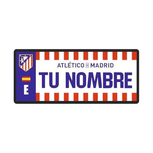 Atlético de Madrid - Matrícula Personalizable con Nombre - 6 x 14 Centímetros