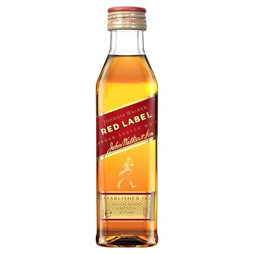 Johnnie Walker Red Label, Blended Scotch Whisky, handgefertigt in den 4 bekanntesten Regionen Schottlands, 40% vol, 50ml 12 Flaschen