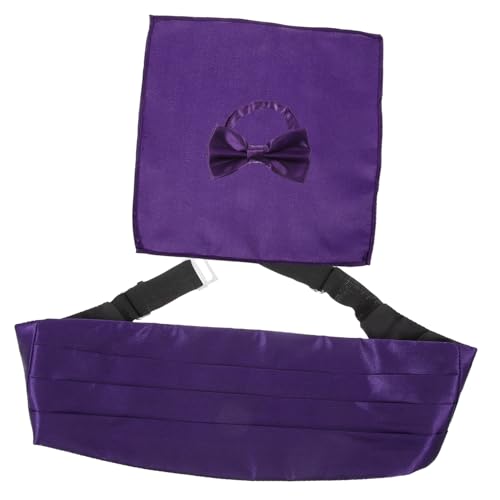 WRITWAA Tie Sets for Men Burgundy Bow Tie Cummerbund Handkerchief Men's Formal Wedding Accessories