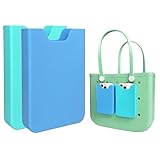 SERENEDWELLING 2 Pack Phone Holder for Bogg Bag, Silicone Cell Phone Holder, with Hook and Loop Strip Waterproof Sturdy Universal Beach Bag Tote Bag, Blue and Turquoise