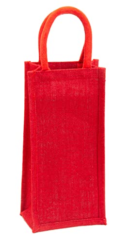 H&B Jute Water Bottle Bag Bag For Wine Or Water Bottles, Red Carry Cover