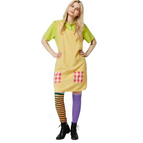 JONRRYIN Disfraz de Mujer Calzaslargas, Disfraz de Carnaval de Mujer Traviesa, Calcetines de Colores, Halloween Navidad Carnaval Disfraz de Cosplay Mujer, Vestido de Disfraces de Carnaval (Mujer, S)