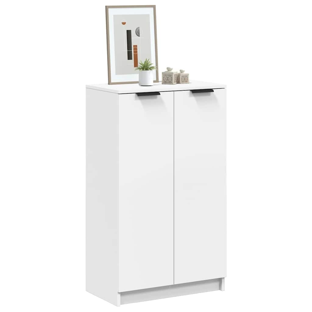 vidaXL Mueble Zapatero Armario Estantería Pasillo con Puertas Organizador Pared Adornos Jarrones Decoración de Madera Contrachapada Blanco