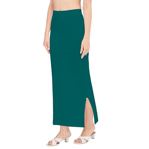 Image of DESI GIRL Cotton Lycra Stretchable Saree Shapewear Petticoat with Drawstring for Women | Fishcut Saree Petticoat with Side Slit for Easy Movement | Saree Shaper | Long inskirt