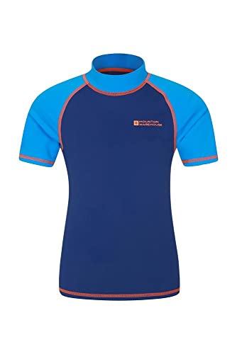 Trollkids Maglietta Bambino Manica Corta Asciugatura Rapida - Protezione UV UPF 30+ - Rosso/Blu Delfino (Taglia 152 Cm)