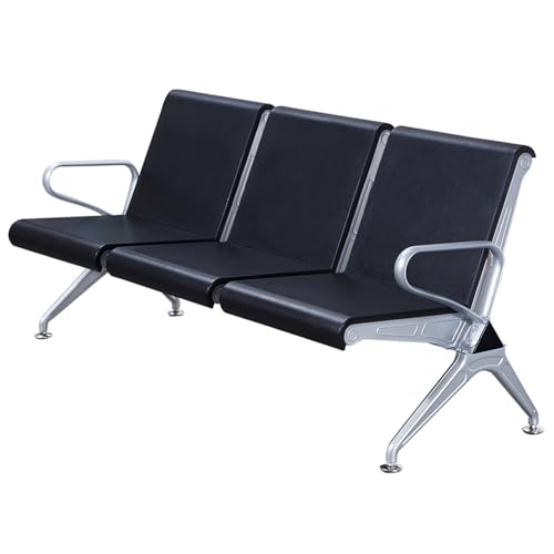 GTHTUHFD Waiting Room Bench, Office Reception Chairs With Armrests And Backrests, Visitor Sofa For Clinics And Airports,Black