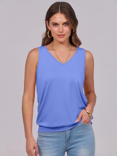 Image of ANRABESS Women Tank Tops Summer V Neck Sleeveless Casual Loose Fit Cute Cami Basic T Shirts Solid Tees 2026 Trendy Outfits