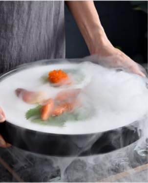 Dry ice Sushi Tray, Ceramic sashimi Sushi Steak plate, Ceramic plate, Japanese sashimi, Dry ice food bowl, 11 inches (black on black lid)