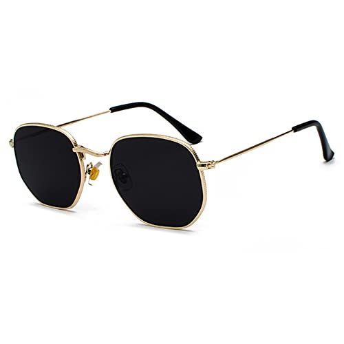 Andy's Orchids Small Square Sunglasses, Sunglass for Men and Women Polygon Mirrored Lens Sun Glasses Driving Eyewear Fashion Metal Frame Glasses UV400