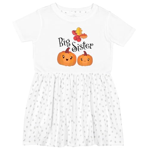 inktastic Big Sister Pumpkins with Fall Leaves Toddler Dress