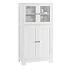 Bathroom cabinet storage cabinet with adjustable shelves glass doors freestanding floor cabinet cupboard for living room home office white  urban country home decor