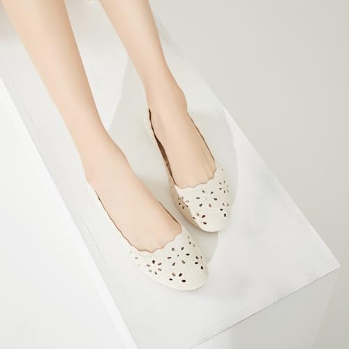 Image of BABUDOG Mesh Ballet Flats Shoes for Women,Womens Flats Dressy Comfortable,Women's Dress Shoes with Flower Eyelets,Slip on Casual Walking Flats