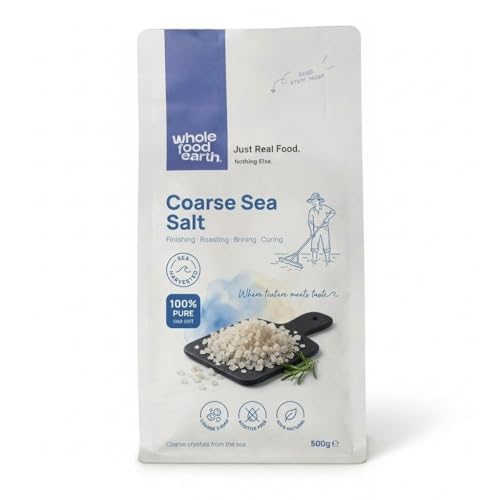 Wholefood Earth Coarse Sea Salt 500g | Unrefined Natural Cooking & Grinding Salt | Coarse Rock Sea Salt for Mills & Seasoning | GMO Free | Vegan | No Additives
