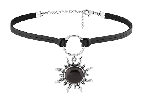 Sacina Gothic Boho Celestial Sun Choker, Black Choker, Boho Goth Necklace, Halloween Christmas Jewelry Gift For Women