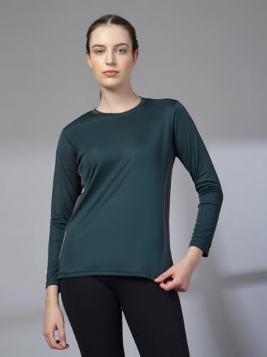 Image of CHKOKKO Women's Activewear Sports Gym Workout Full Sleeve T-Shirt Lightweight UV Protection Breathable Stretch Round Crew Neck for Training Running Yoga
