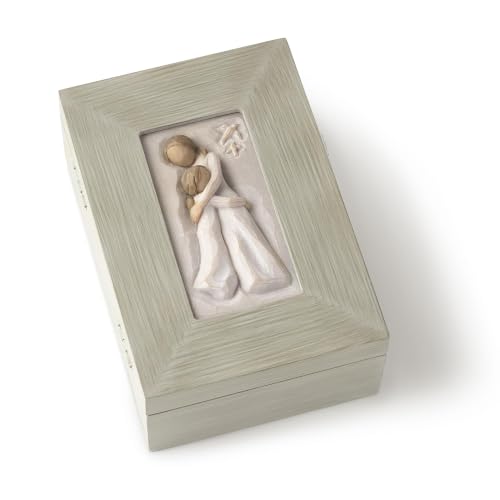 Willow Tree Mother and Daughter Protect and cherish give wings to fly A Message of Family Love and Support Wood Box to hold Jewelry and Keepsakes Sculpted Hand-Painted Memory Box