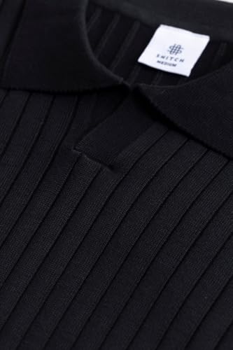 Image of SNITCH Men T-Shirts | Slim Fit Textured Polo Collar | 100% Cotton Breathable Fabric | Casual Wear & Streetwear | Half Sleeve Pullover Design