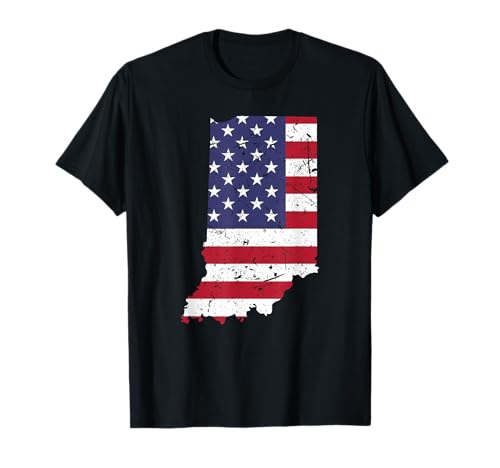 Camiseta del Orgullo del 4 de Julio del Estado de Indiana Map Camiseta