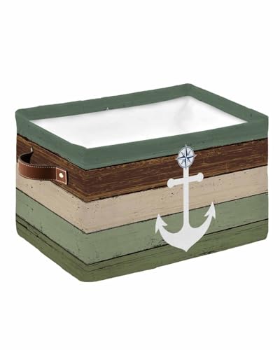 Farmhouse Anchor Waterproof Fabric Storage Basket for Organizing Bedroom Bathroom