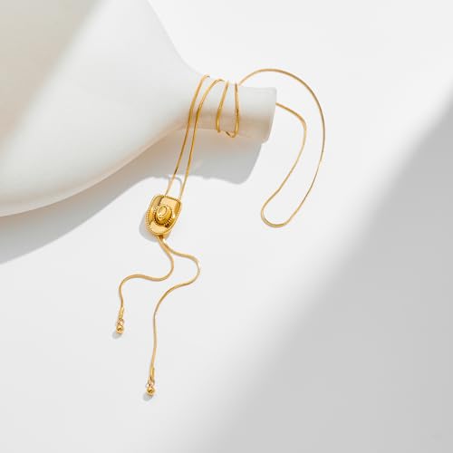 Western Cowgirl Hat Necklace for Women - Lariat Long Chain Y Necklaces, Cowboy Bolo Tie Accessories Trendy Western Country Jewelry Gifts4