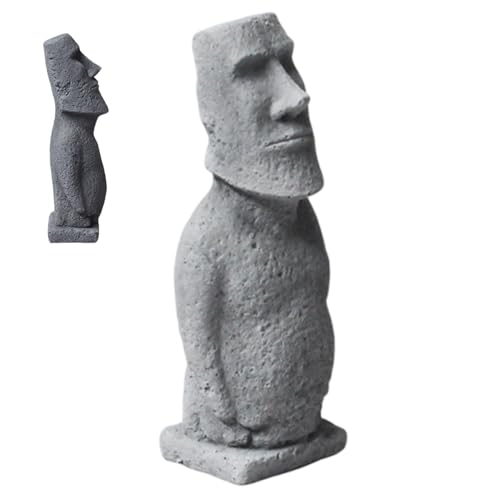 Image of Uanqfegy Moai Statue - Sandstone Textured Easter Island Head Statue, Ancient Mystique Indoor Outdoor Decor, M