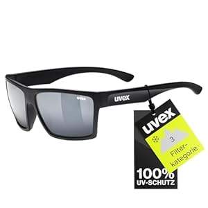 Uvex LGL 29 - Sonnenbrille für Damen und Herren - starker Schutz vor Sonnenstrahlung - inkl Schriftzug auf den Bügeln - black matt/silver - one size
