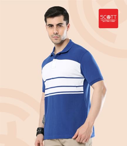 Image of Scott International Men's Rich Cotton Regular Fit Striper Polo T-Shirt |