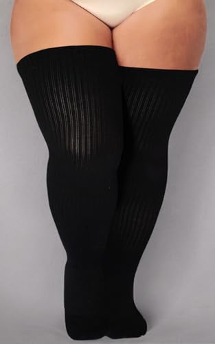 Image of Plus Size Thigh High Socks for Women Thick Thighs Cotton Knit Extra Long Over the Knee Leg Warmer