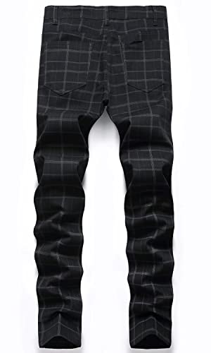 HENGAO Men's Straight Fit Plaid Chino Pants2