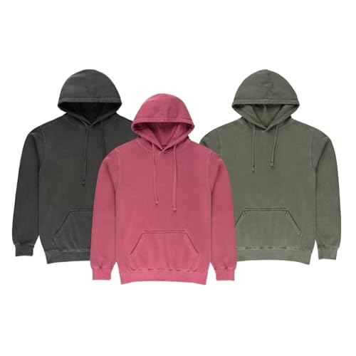 Heavy Weight Pigment-Dyed Pullover Hoodie |10oz 340 GSM Cotton Blend Relaxed Roomy Fit Blanks Multi-Pack Collections 4172