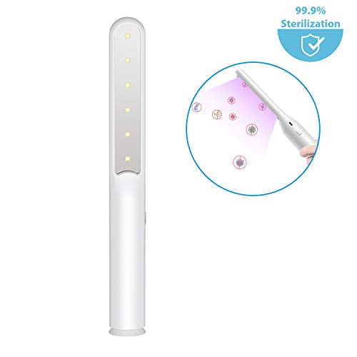 Aiyivve Lampe Stérilisateur UV, Lampe de Désinfection Portable Bâton de Désinfection UV USB Chargé UV Lampe de Stérilisation Multifonction pour Maison, Bureau, Hôtel, Ecole, Restaurant (Blanc)
