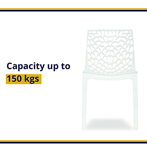 Image of activa Web Designer Plastic Chair for Home, Office and Restaurant and Cafe|Armless Chair for Dining Room| Heavy Duty Outdoor Plastic Chair | Designer Balcony Chair (White, Set of 1)