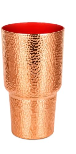 Patayia Pure Copper Tumbler with Hand-Hammered Finish, T2 Pure Copped Cup for Moscow Mules and Iced Drinks, Cupholder Friendly Tapered Base Chalice for Office and Home (Set of 4 Gift Boxed)
