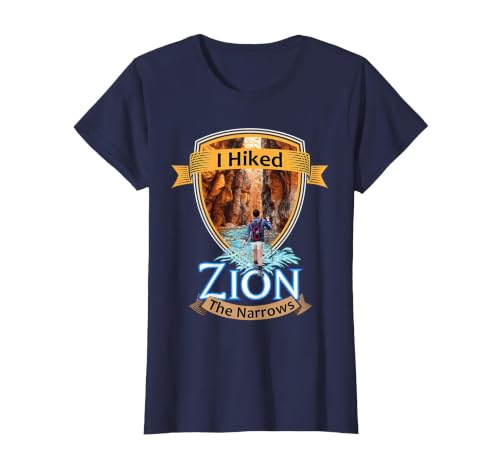 I Hiked Zion The Narrows Utah River Adventure Souvenir T-Shirt, Women, Navy Blue, 3X-Large