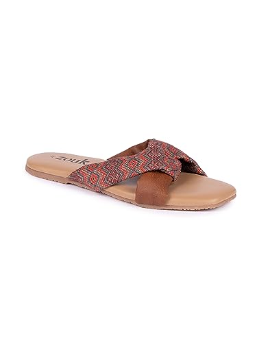 Image of ZOUK 100% Vegan Leather Handcrafted Women's Cross Sliders
