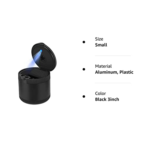 Ashtray Portable Car Ashtray, Globalstore Smokeless Ashtray With Lid, Mini Car Trash Can Cigar Ashtray With Led Light Cylinder Cup Holder Ashtray For Car Cute Ashtray Windproof For Outdoor Travel Home #TOP7