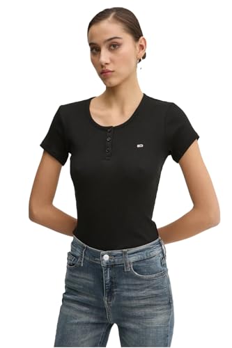 Top côtelé MC Logo Tommy Jeans pour un look denim quotidien tendance