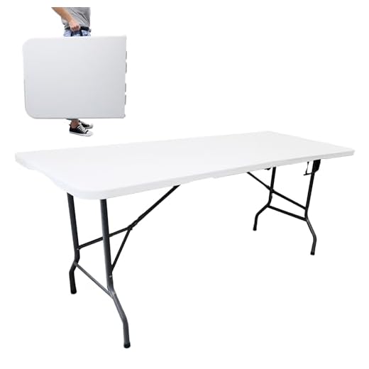 DIVCHI Folding Table 6ft 1.8M Heavy Duty Indoor Outdoor Garden Catering Foldable Tables for Camping BBQ Picnic Dinner Party (White)