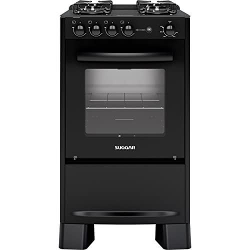 SUGGAR FOGÃO NEO COOK PRETO MESA DE VIDRO 4 BOCAS ACENDIMENTO AUTOMÁTICO FGV410PT