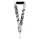 Buckle-Down Tom and Jerry Lanyard, Tom Jerry Face Pose Sketch Black White Red Blue, Elastic